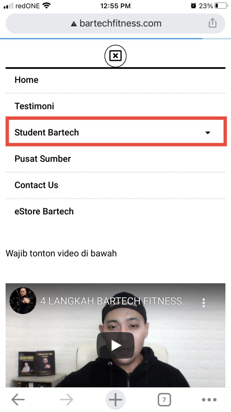 Langkah 2 - Pilih Student Bartech