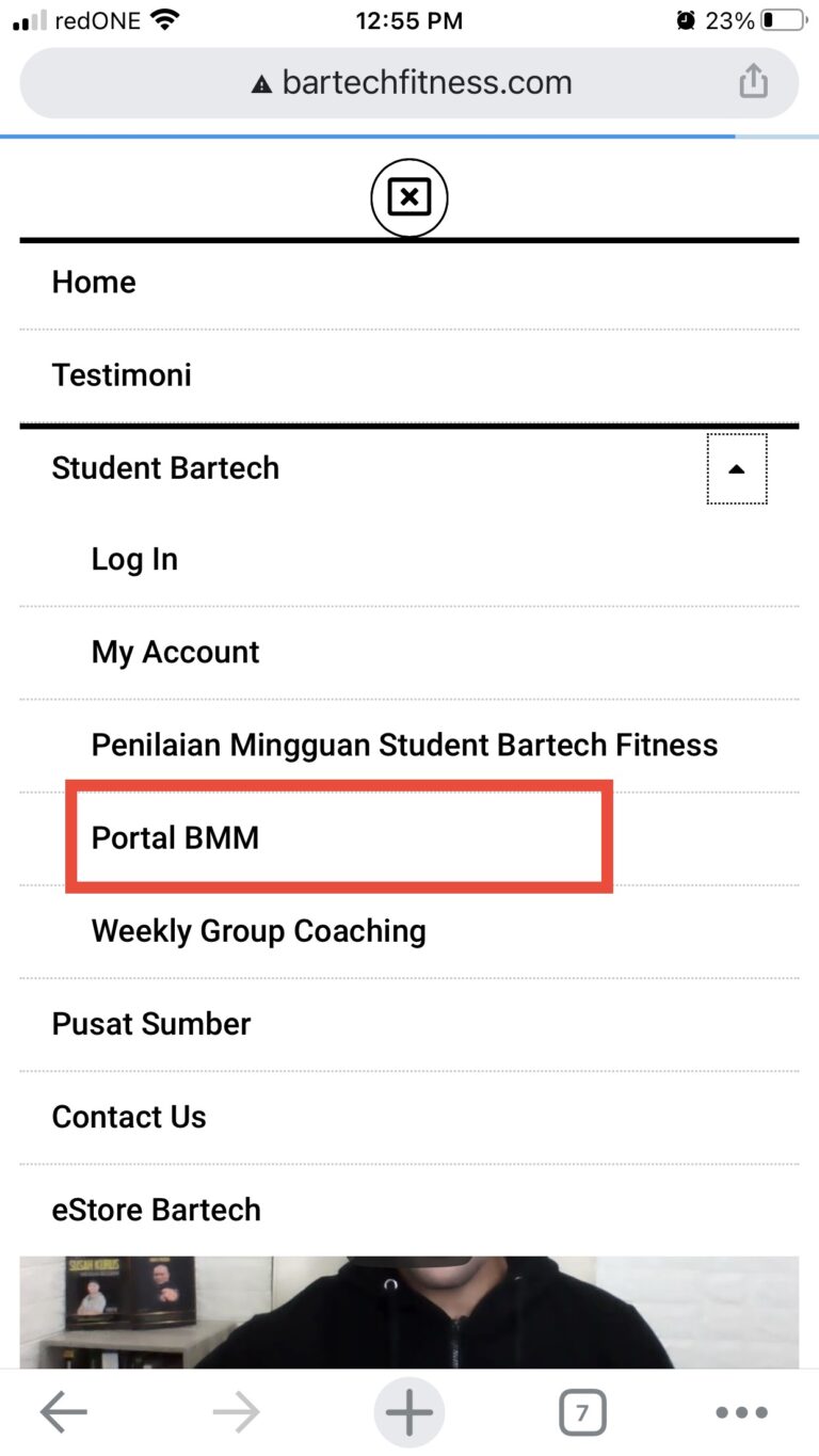 Langkah 3 - Pilih Portal BMM